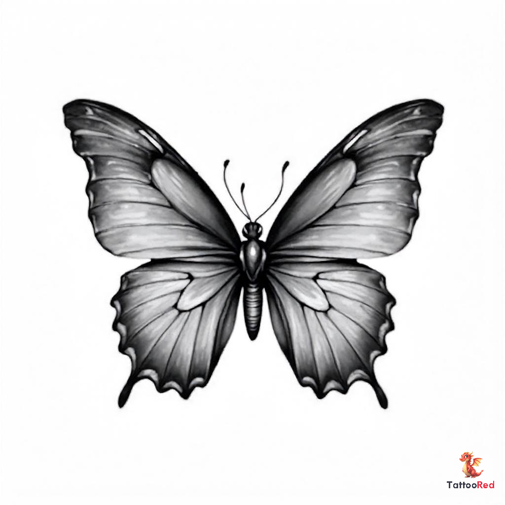Stunning Black-and-Grey Realistic Butterfly Tattoo Ideas
