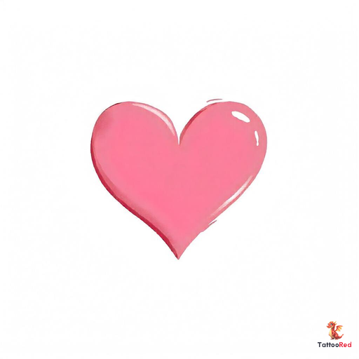 Vibrant pink heart tattoo design symbolizing love and affection.