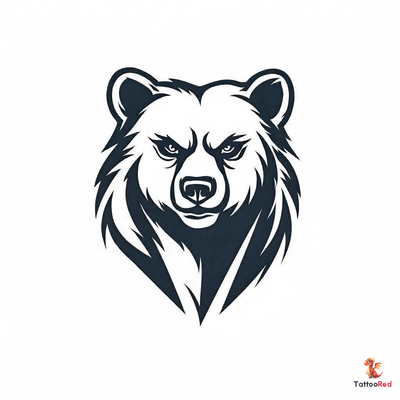 Stylized geometric bear tattoo design featuring sharp angles and lines.