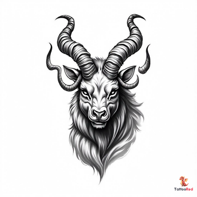 Realistic Capricorn tattoo featuring majestic horns and detailed fur.