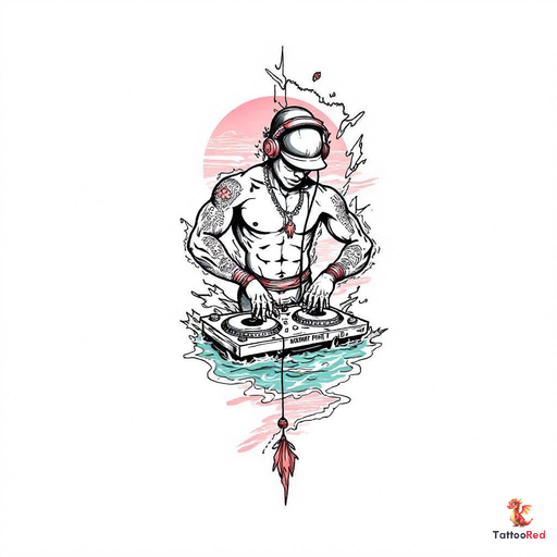 dj scratching on the beach