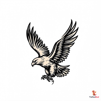 Vintage eagle tattoo in classic Sailor Jerry style with bold black outlines.