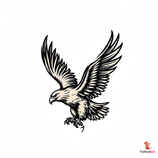 Vintage eagle tattoo in classic Sailor Jerry style with bold black outlines.
