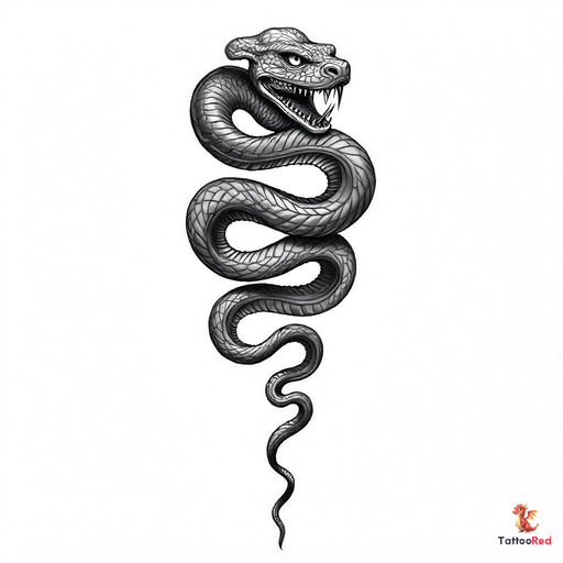 Photorealistic king cobra tattoo showcasing intricate scales and fierce features.