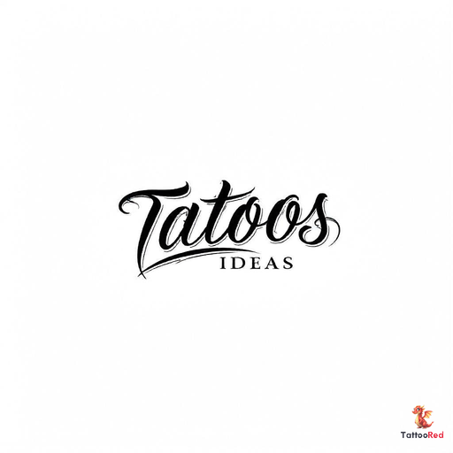 Traditional style tattoo featuring the text 'Tattoos Ideas' in bold font.