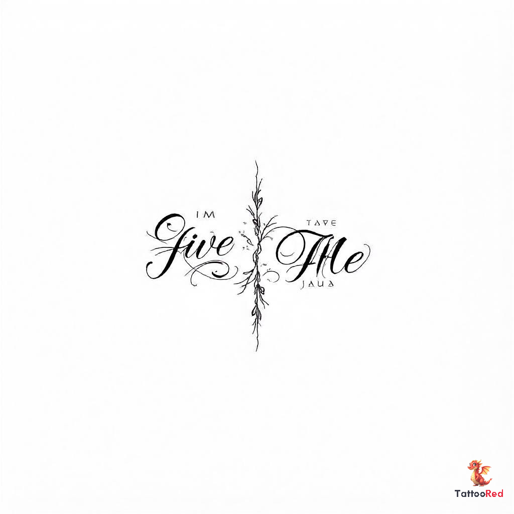 Elegant script tattoo design with 'I'm Fine' and 'Save Me'