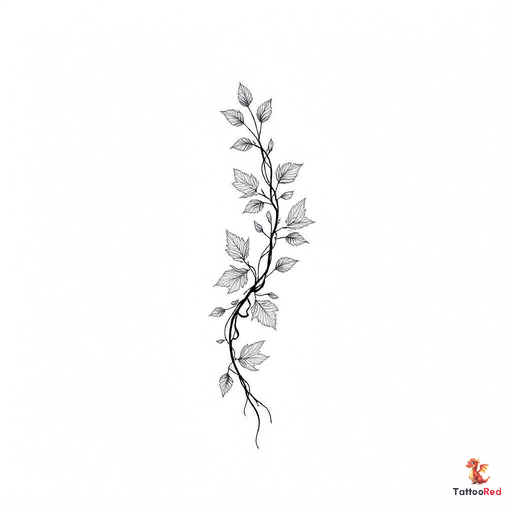 Realistic black and grey grapevine tattoo wrapping around the forearm.