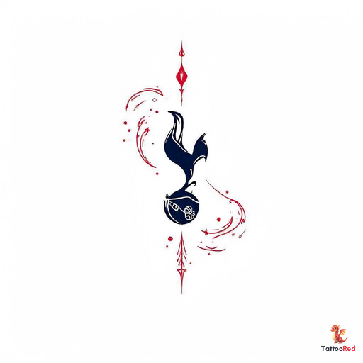 Minimalist tattoo design featuring playing cards and Tottenham Hotspur emblem.