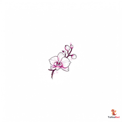 Traditional orchid flower tattoo design with delicate details and pink hues.