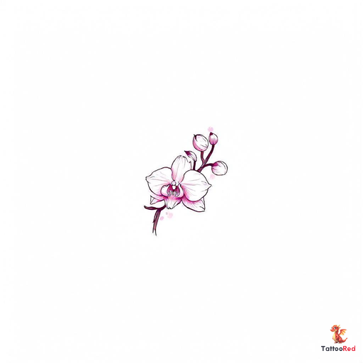 Traditional orchid flower tattoo design with delicate details and pink hues.
