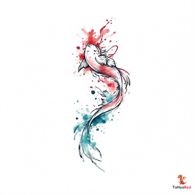 Watercolor tattoo of koinobori flowing in vibrant colors.