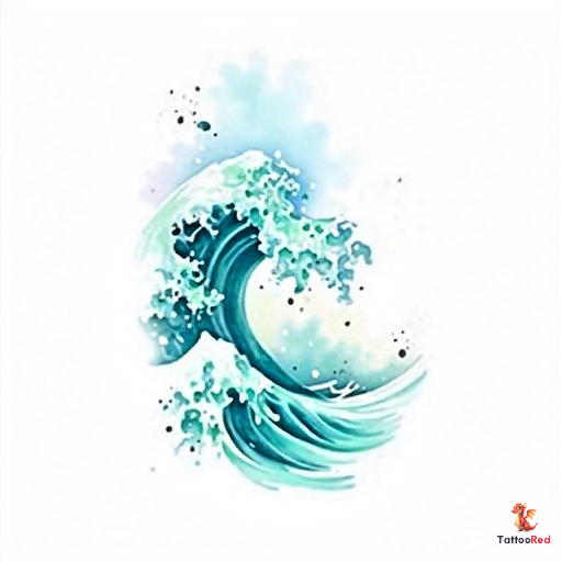 watercolor ocean waves with fluid, vibrant colors, splash effects, artistic brushstrokes, conveying