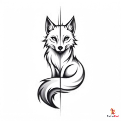 Geometric fox tattoo design featuring sharp lines and abstract shapes.