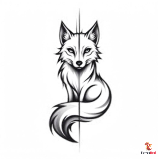 Geometric fox tattoo design featuring sharp lines and abstract shapes.