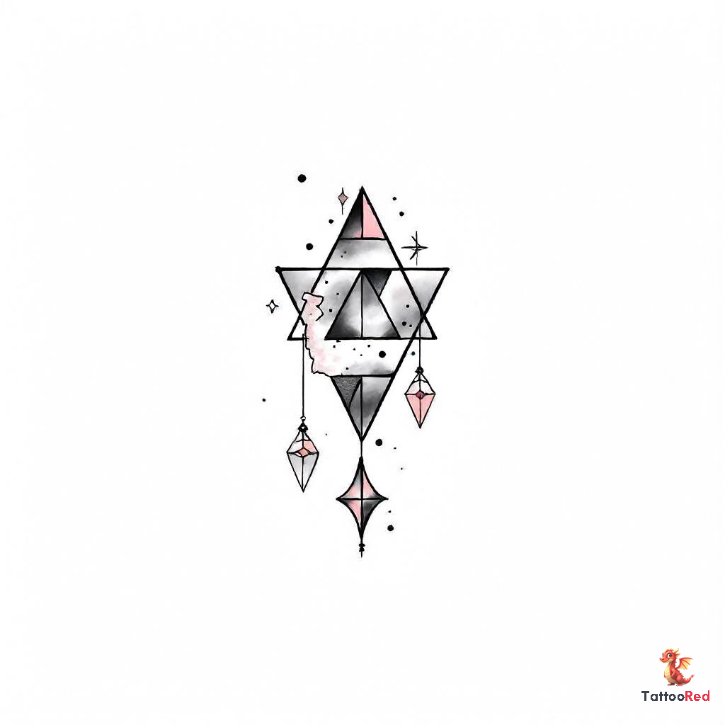 Geometric triangle tattoo design inspired by Sisyphus with bold lines.