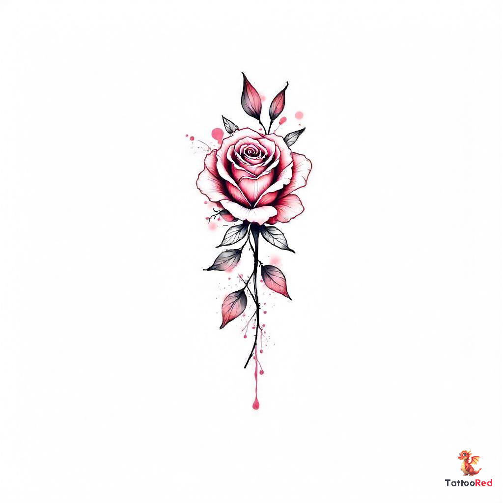 A watercolor melting rose tattoo featuring vibrant colors and artistic brushstrokes.