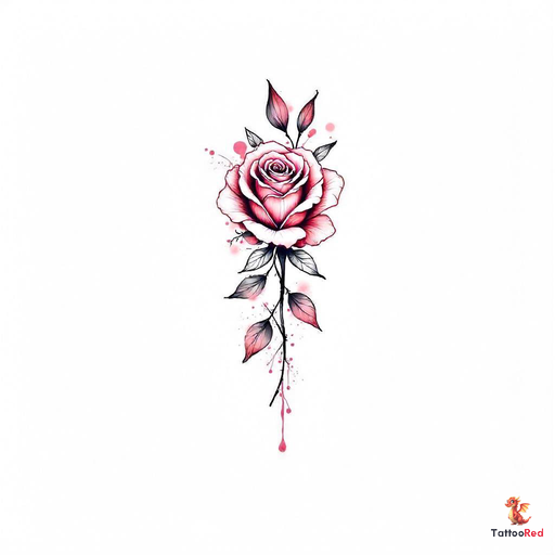 A watercolor melting rose tattoo featuring vibrant colors and artistic brushstrokes.