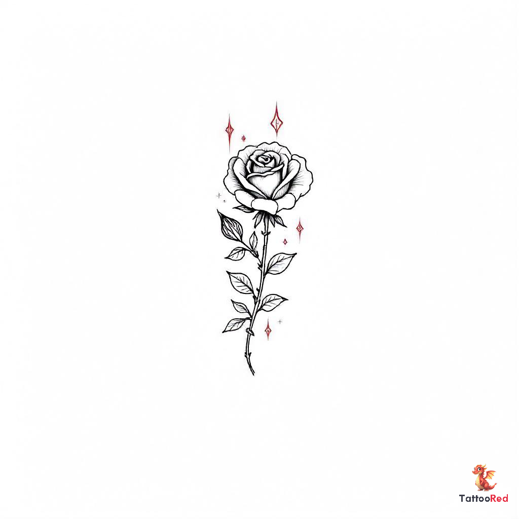 A minimalist melting rose tattoo design with the numbers 999.