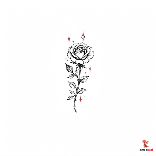 A minimalist melting rose tattoo design with the numbers 999.