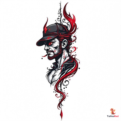 Stylish Zain name tattoo with hacker theme in red and black colors.