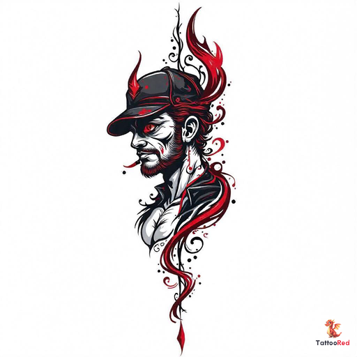 Stylish Zain name tattoo with hacker theme in red and black colors.