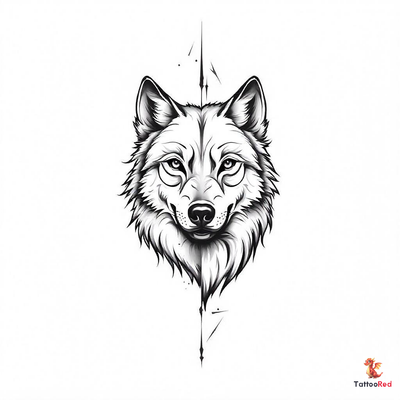 Geometric wolf tattoo design featuring intricate lines and patterns.