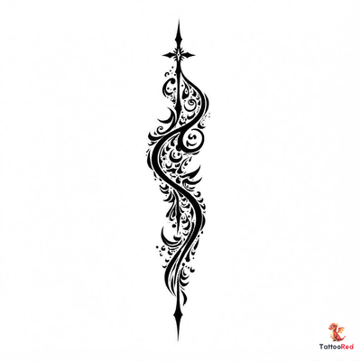 Intricate tribal tattoo design inspired by medieval patterns and Tolkien's lore.