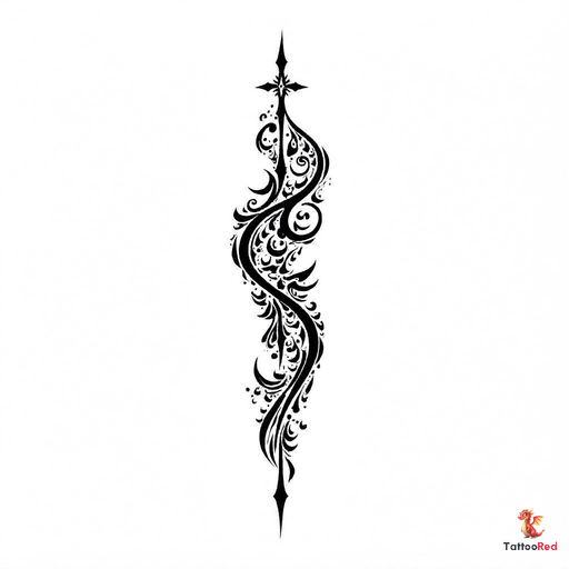 Intricate tribal tattoo design inspired by medieval patterns and Tolkien's lore.