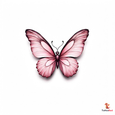 A lovely butterfly tattoo design featuring pink and lavender hues.