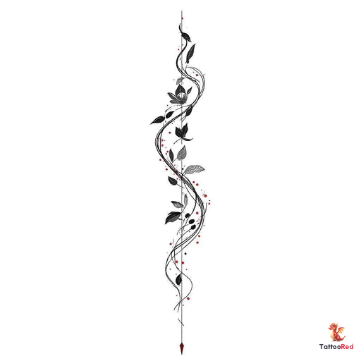 Blackwork tattoo design representing a life journey with career stages.