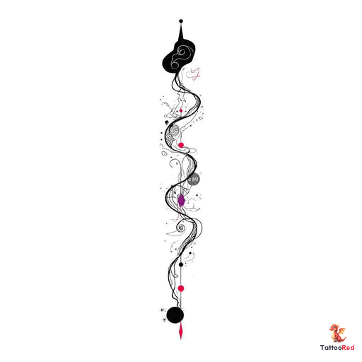 Blackwork tattoo illustration, vertical composition (2:3),
artwork only, no body mockup.
Concept:
U