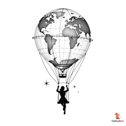 Design a highly detailed, black-and-white tattoo inspired by the concept of a person sitting in a sw