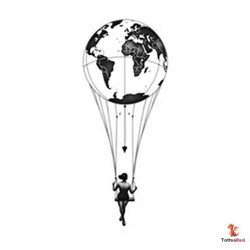 Design a highly detailed inspired by the concept of a person sitting in a swing attached to a hot ai