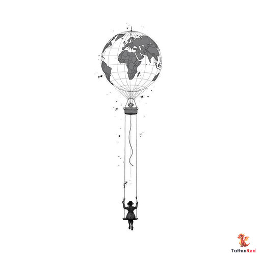 Design a highly detailed inspired by the concept of a person sitting in a swing attached to a hot ai