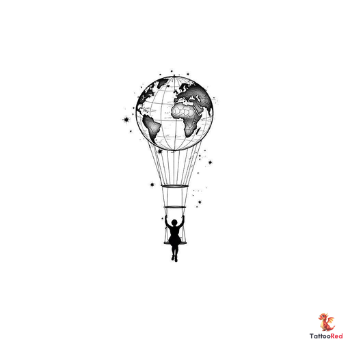 Design a highly detailed inspired by the concept of a person sitting in a swing attached to a hot ai