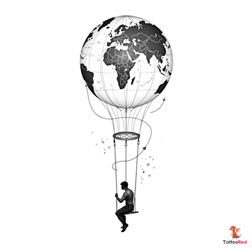 Design a highly detailed inspired by the concept of a person sitting in a swing attached to a hot ai