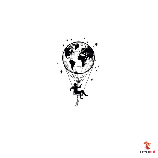 inspired by the concept of a person sitting in a swing attached to a hot air balloon. The balloon sh