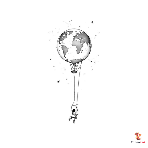 inspired by the concept of a person sitting in a swing attached to a hot air balloon. The balloon sh