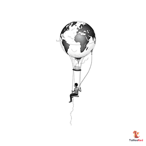 inspired by the concept of a person sitting in a swing attached to a hot air balloon. The balloon sh