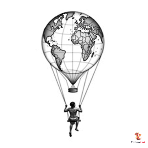 Design a highly detailed, black-and-white tattoo inspired by the concept of a person sitting in a sw