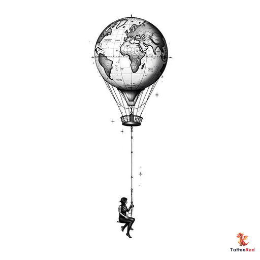 Design a highly detailed, black-and-white tattoo inspired by the concept of a person sitting in a sw