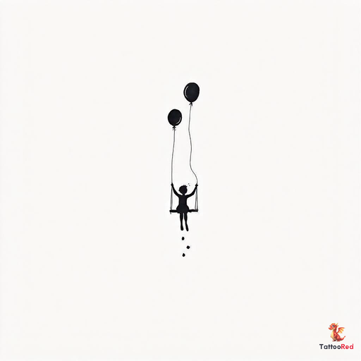 a Person sitting on a swing underneath balloon