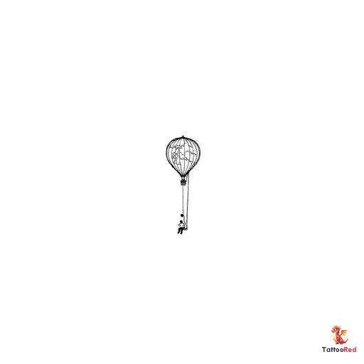 Slender elongated hot air balloon with a narrow pointed lower end, featuring a small swing suspended