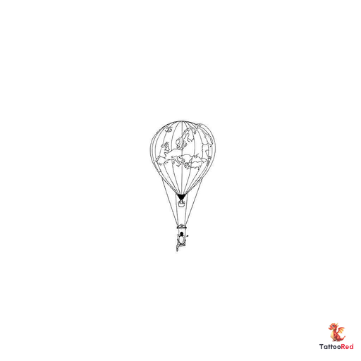 Slender elongated hot air balloon with a narrow pointed lower end, featuring a small swing suspended