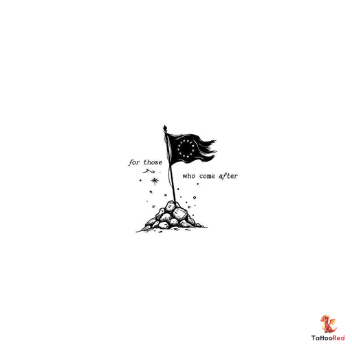 slight torn up triangular flag of the european union with a flag pole in a pile of rocks , black and