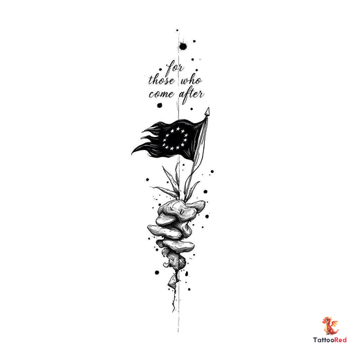 slight torn up triangular flag of the european union with a flag pole in a pile , black and white w